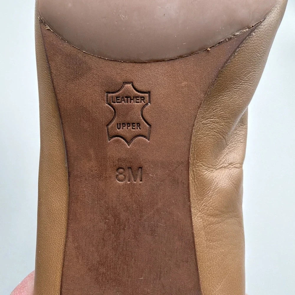 Tory Burch Romy Patent Leather Cap Toe Bow Pumps Heels Womens 8M Tan